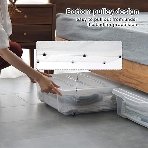 Miniatura 7 de Citylife - Contenedores de almacenamiento de plástico para debajo de la cama de 57 cuartos de galón con tapas de doble apertura, contenedores de