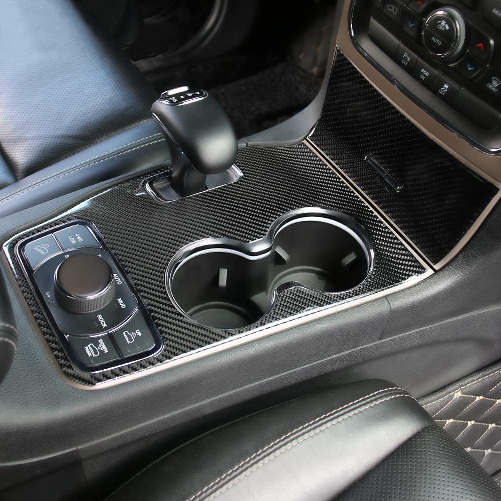 JeCar Gear Shift Panel Trim Cover Kit Interior Accessories for 2014-2015 Jeep Grand Cherokee WK2, Carbon Fiber Finish