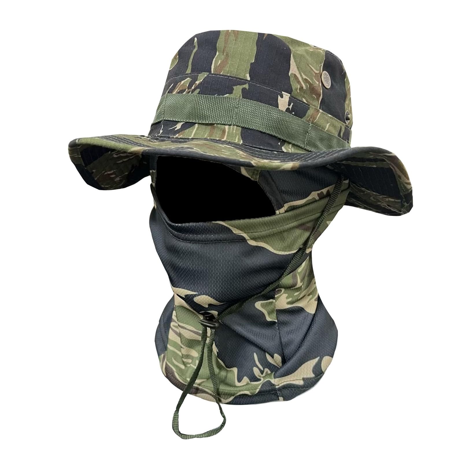 matumou Camouflage Hat with Balaclava Face Mask, UV Men Wide Brim Hat, Breathable Bucket Hat for Outdoor Fishing Hiking Cycling
