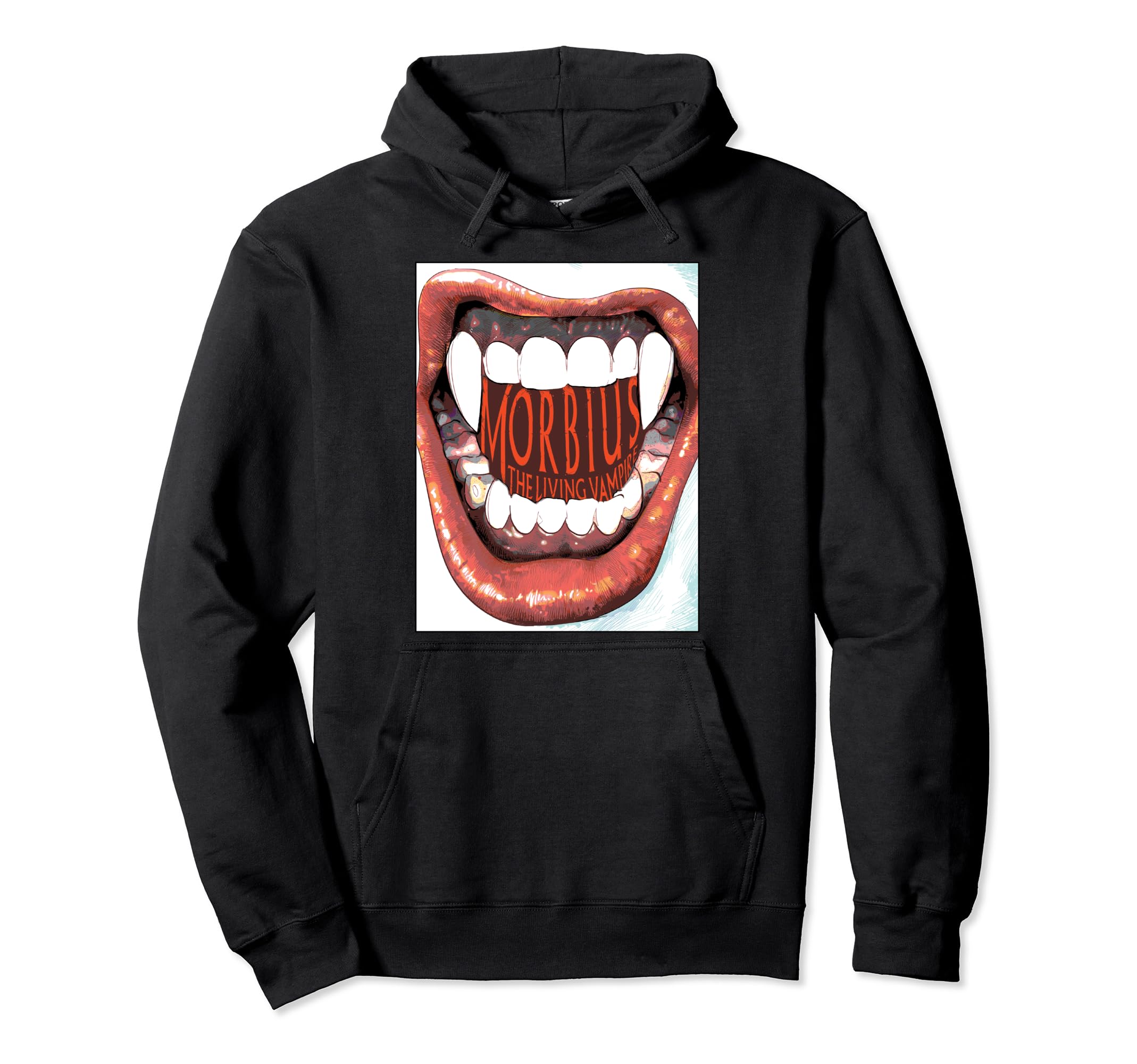 Morbius The Living Vampire Teeth Pullover avec imprimé dentition et capuche ajustable