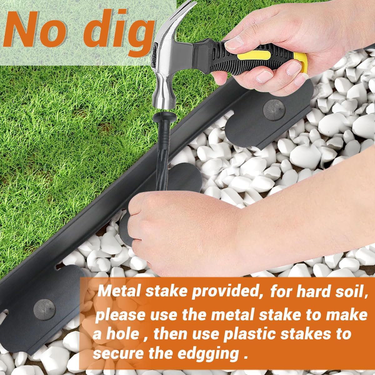 Landscape Edging，2inx66ft Garden Edging with 120 Spikes for Lawn