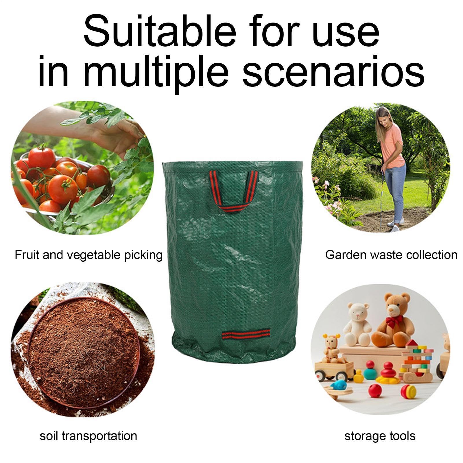 Bolsa para Residuos de Jardín 3 unidades recogedor de residuos | Bolsas para hojas con asas reforzadas para camping, jardinería, limpieza en casa y exteriores