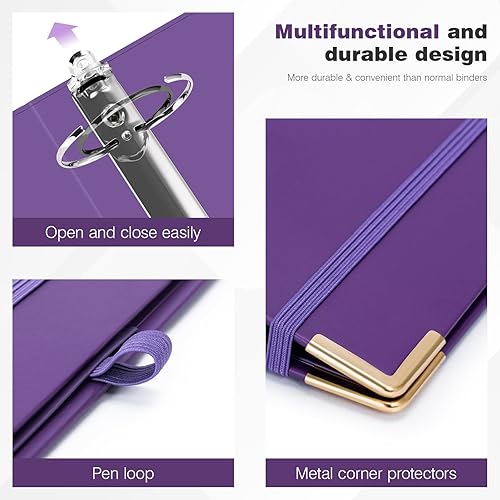 Miniatura 68 de Ospelelf Mini 3 Ring Binder, 2 Inch, Cute Pink Marble Binder for 5.5" x 8.5" with 5 Tab Dividers, File Folder Labels and Low Profile Clipboards