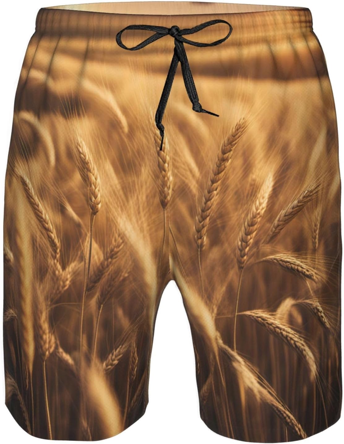 Wheat Field Print Men's Quick-Drying Shorts Casual Beach Pants Stretch Waist Shorts and Pockets