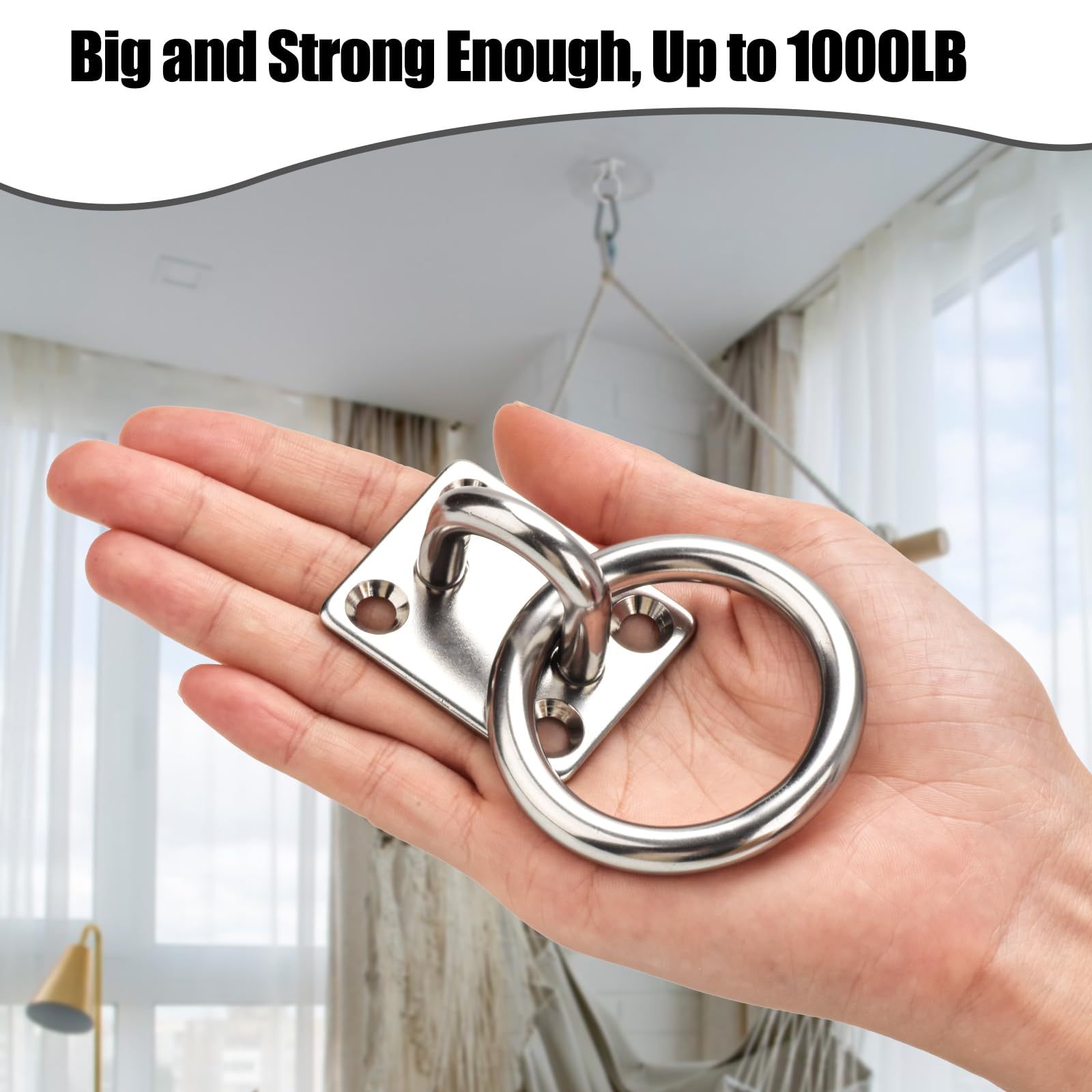 Heavy Duty Stainless Steel Ceiling Hooks - 400lb Capacity -5