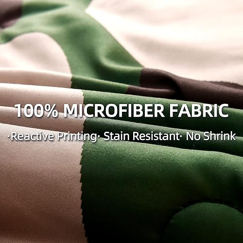 Vista 108 de Meeting Story Juego de ropa de cama de camuflaje, juego de edredón estilo patrón colorido, 5 piezas, un edredón, dos fundas de almohada, dos sábanas