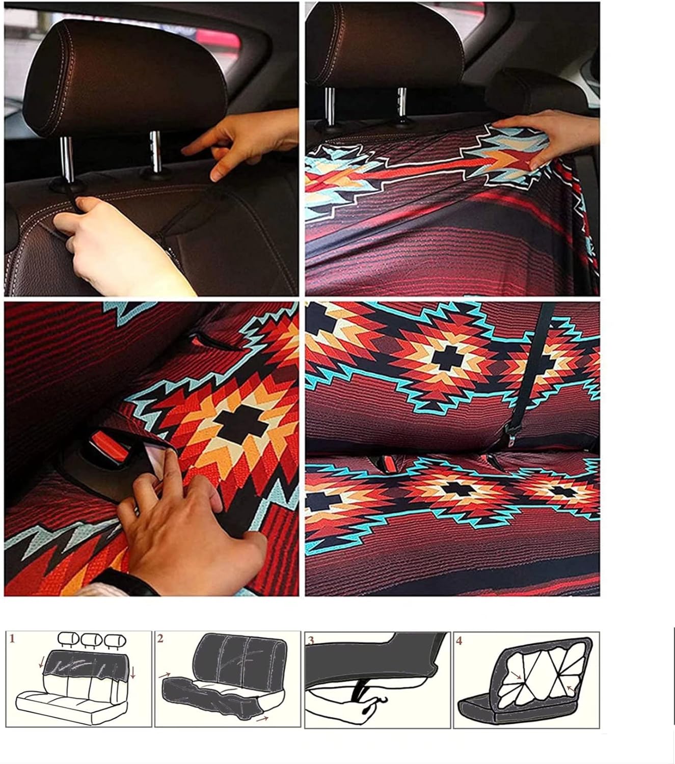Forchrinse White Dog Paw Print Car Seat Cover for Back Seat,Non-Slip Rear Bench Car Seat Cover Auto Back Seat Protector Vehicles Decor Fit Most Cars,Trucks,SUVs