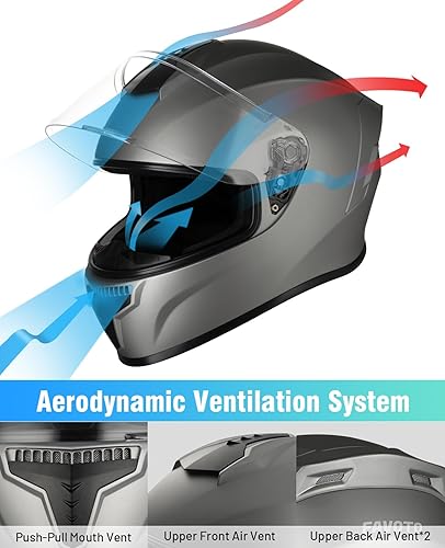 Miniatura 3 de Favoto - Casco integral de motocicleta con doble visera, película anti-vaho incluida, casco de bicicleta de tierra aprobado por DOT para adultos,