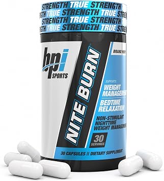 BPI Sports Nite burn Nighttime Fat Burner & Sleep Support Keto-Friendly Weight Loss, Burn Fat, Relaxation, Boost Metabolism 30 servings 640mg