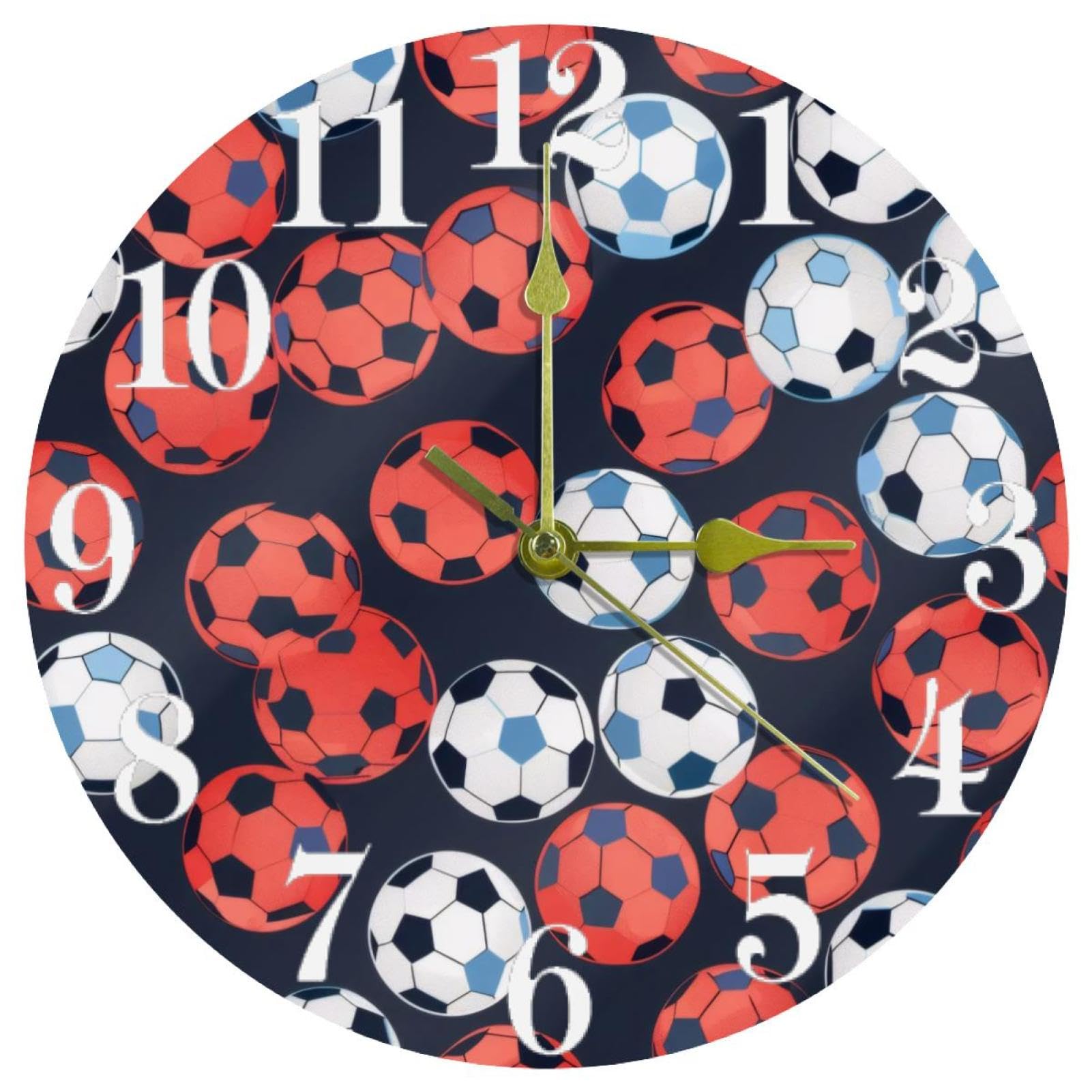 Horloge murale ronde à quartz bleu pour maison et cuisine familiale
