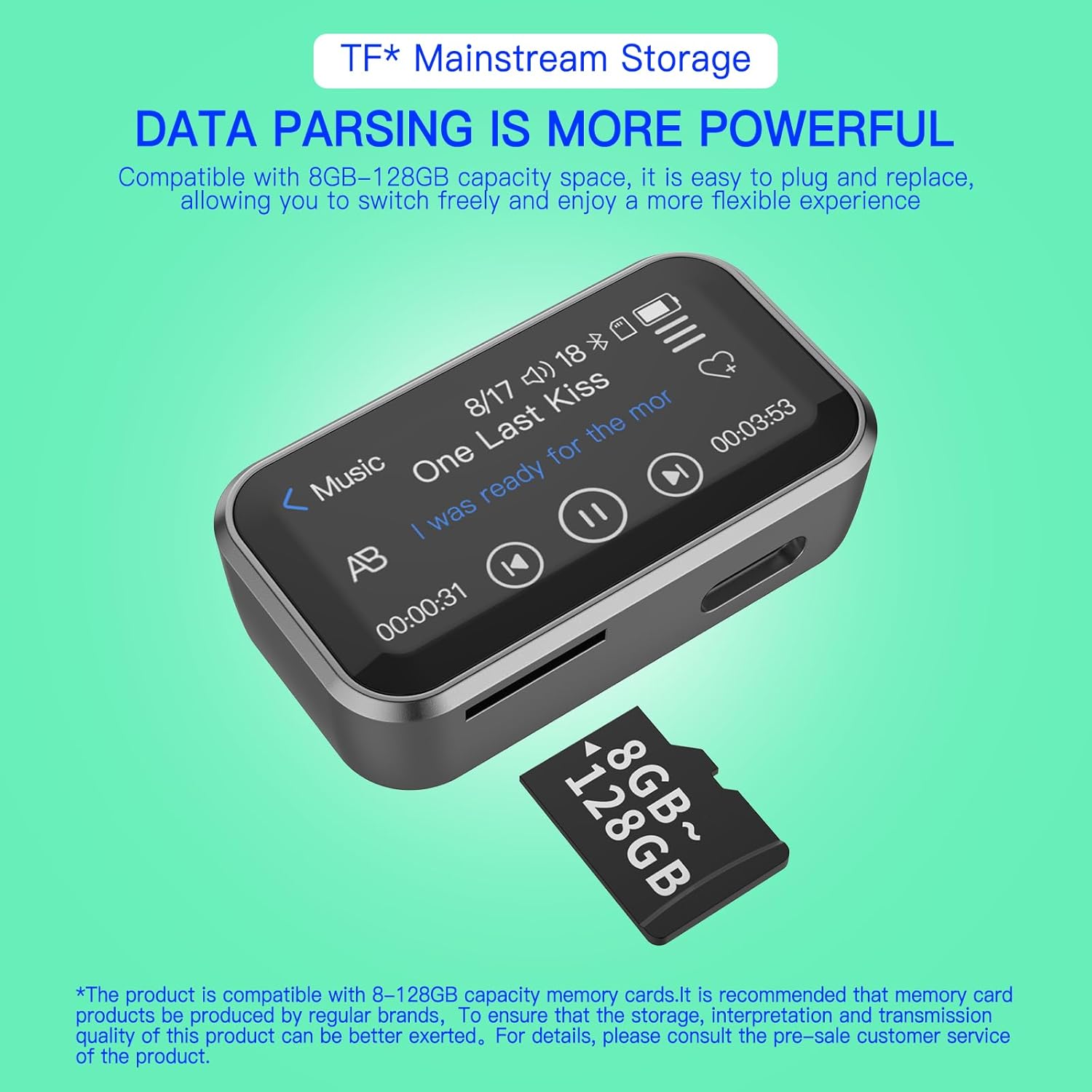 MP3 Player with Bluetooth,Portable Digital Lossless 32G Music Player with Built-in Speaker, 1.47 in Full Touch Screen, Digital Voice Recorder,E-Book,FM Radio,Mini Back Clip Design - Image 5