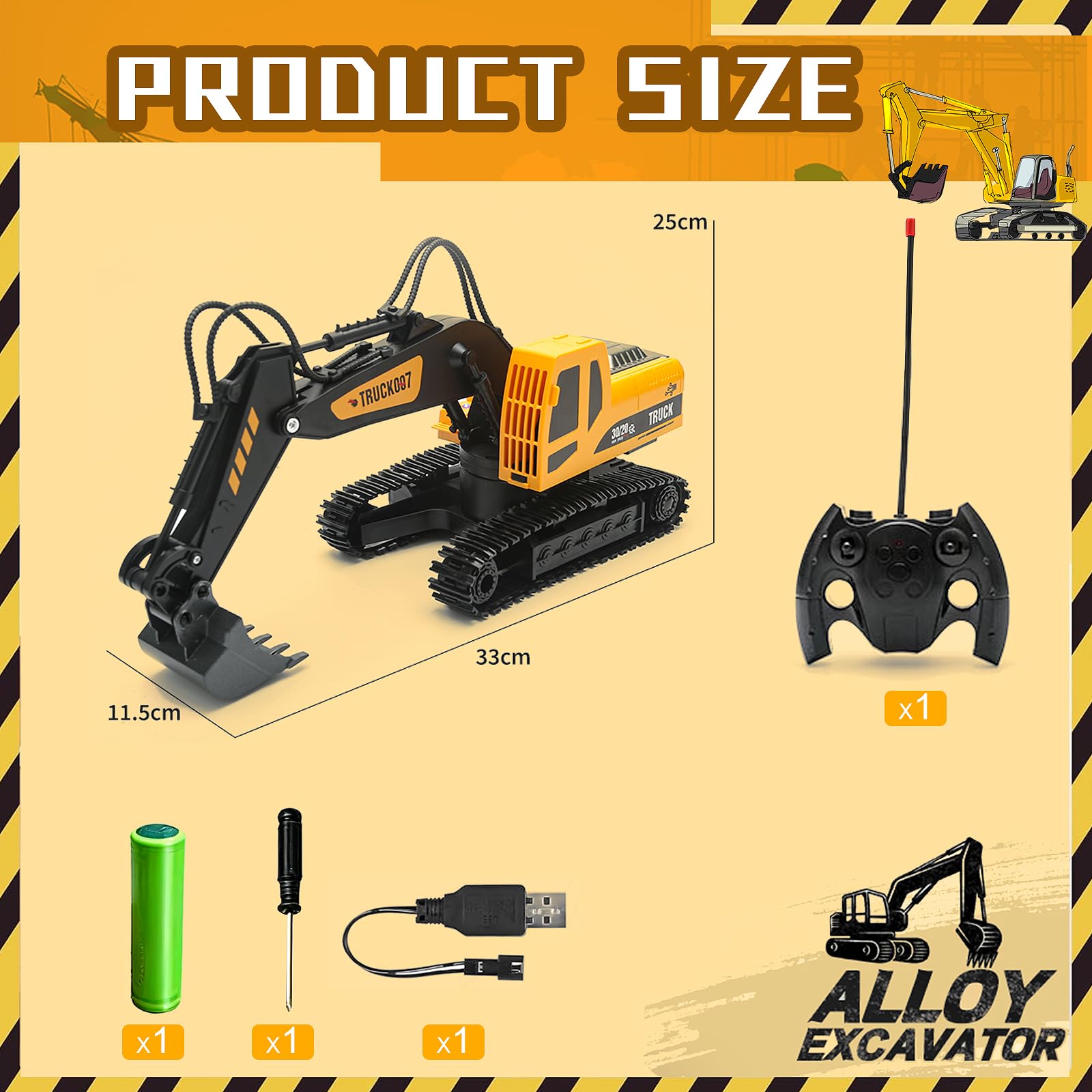 2,4 GHz Excavadora Teledirigido,1:24 Excavadora Juguete Teledirigido,Excavadora Control Remoto,Grua Teledirigi-da,Gruas de Juguete,con Luces y Música,Juguet Construcción Regalo Cumpleaños (C)