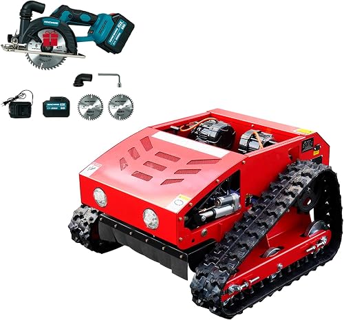 Remote-Controlled Lawnmower, 9.0 Hp Hybrid Electric Tracked Lawnmower, 21.65-Inch Mower Width, Remotely Adjustable Cutting Height, Self-Charging All-Terrain Operation(SKD-224-55)