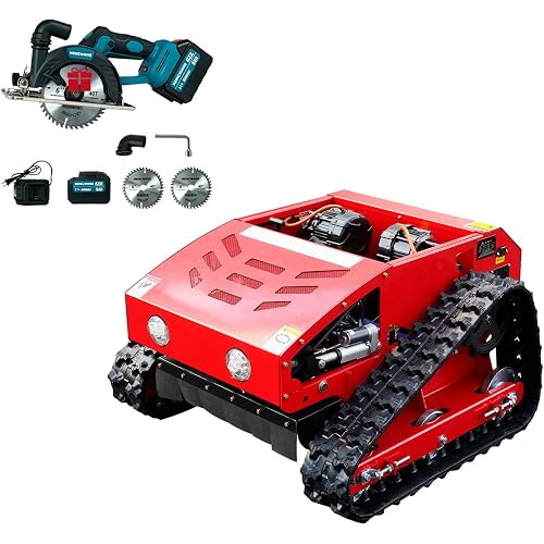 Remote-Controlled Lawnmower, 9.0 Hp Hybrid Electric Tracked Lawnmower, 21.65-Inch Mower Width, Remotely Adjustable Cutting Height, Self-Charging All-Terrain Operation(SKD-224-55)
