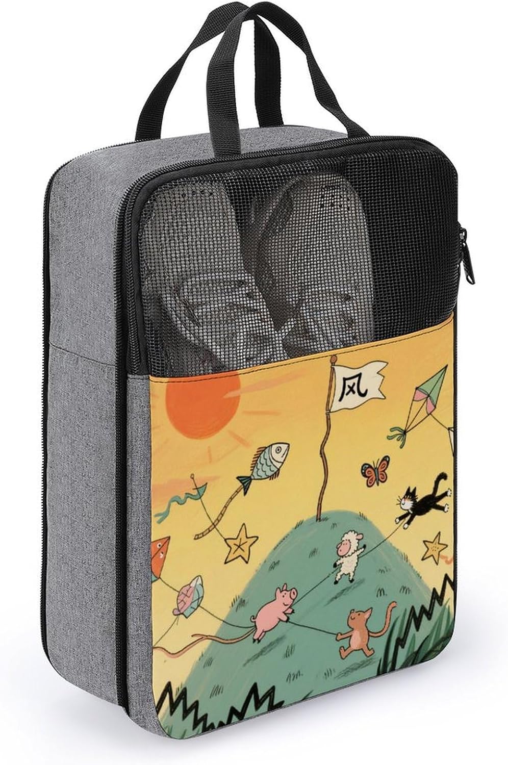 Travel Shoes Bag, Kite Party on The Top of The Mountain Travel Bags for Shoes, Travel, Sports, Foldable Shoe Pouch for Men And Women