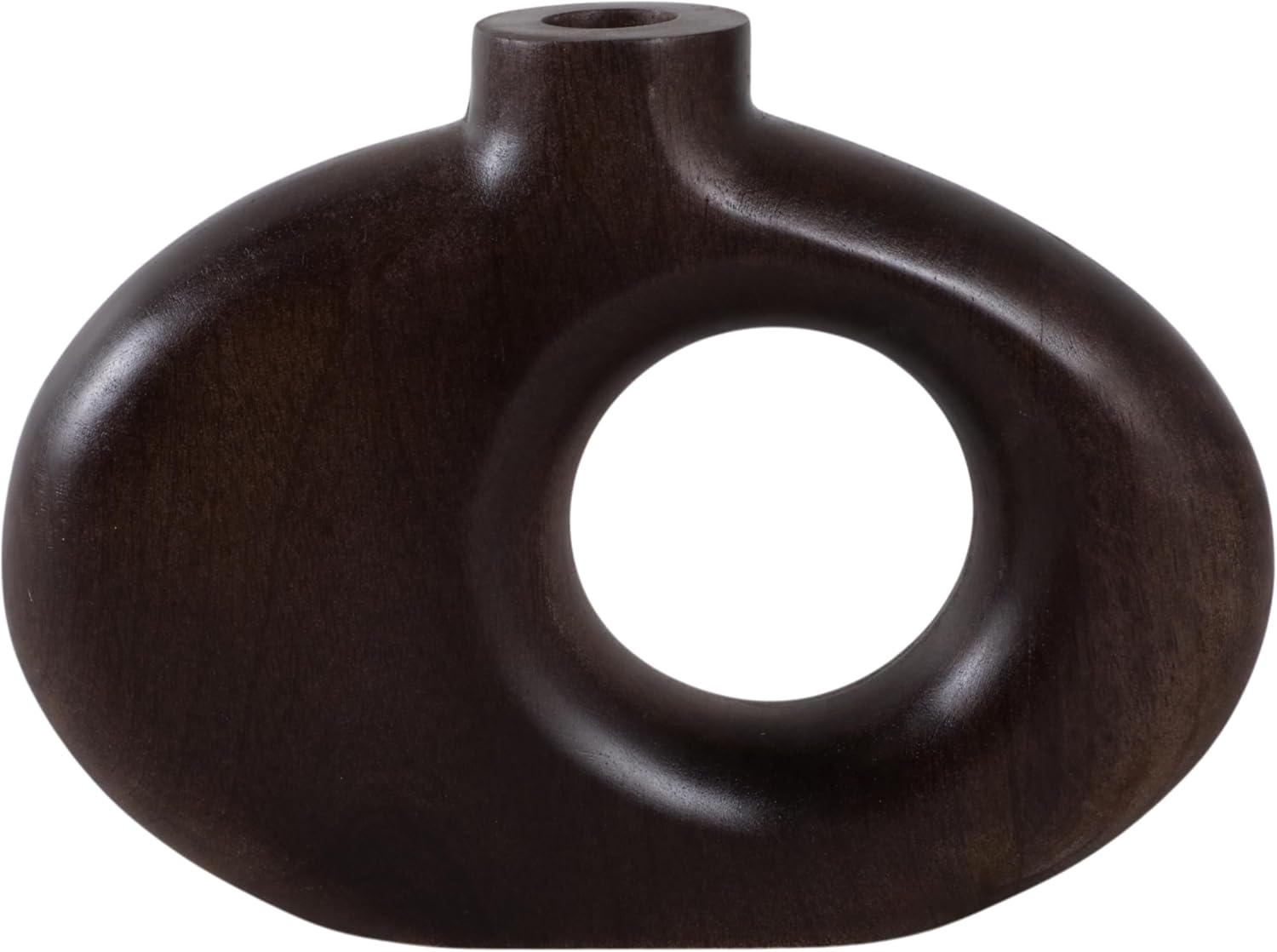 Cut Out Mango Wood Vase for Living Room Decor and Home Accents - Modern Decorative Flower Vase for Room, Bedroom or Office Display - Ideal for House and Table Decor Styling - 7", Brown