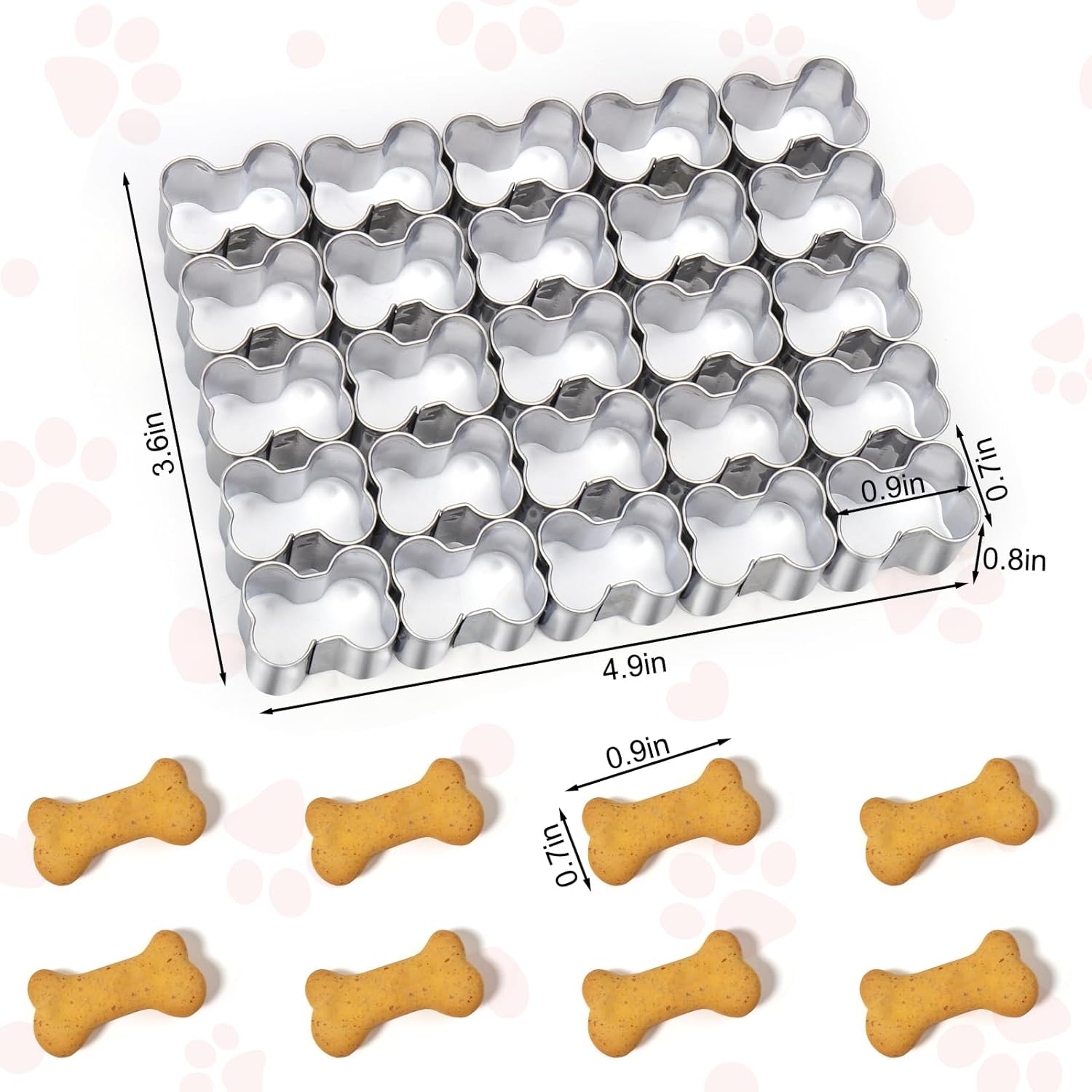 AIERSA Dog Bone Cookie Cutter,25 Cavity Small Dog Bone Cookie Cutters for Treats,Dog Treat Cookie Cutters for Baking,Dog Biscuit Cookie Cutter,Dog Bone Shaped Cookie Cutter,Mini Dog Bone Cookie Cutter - Image 2