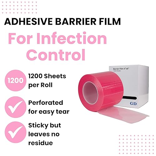 Miniatura 2 de Película de barrera rosa de 1200 hojas de 4 x 6 pulgadas, cinta protectora de polietileno desechable y gruesa, película de barrera dental, película