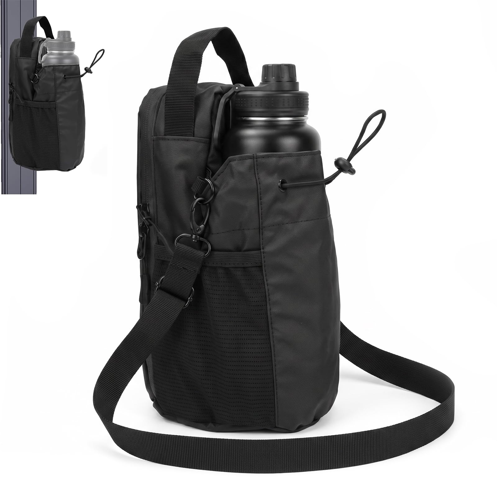 Sac Magnétique Sport avec Fixation Aimantée, Sac de Gym Magnétique, Porte Bouteille et Gourde, Sac Banane Gym avec Bandoulière Ajustable, Sac de Gym Portable, Porte Bouteille d'eau pour Homme Femme