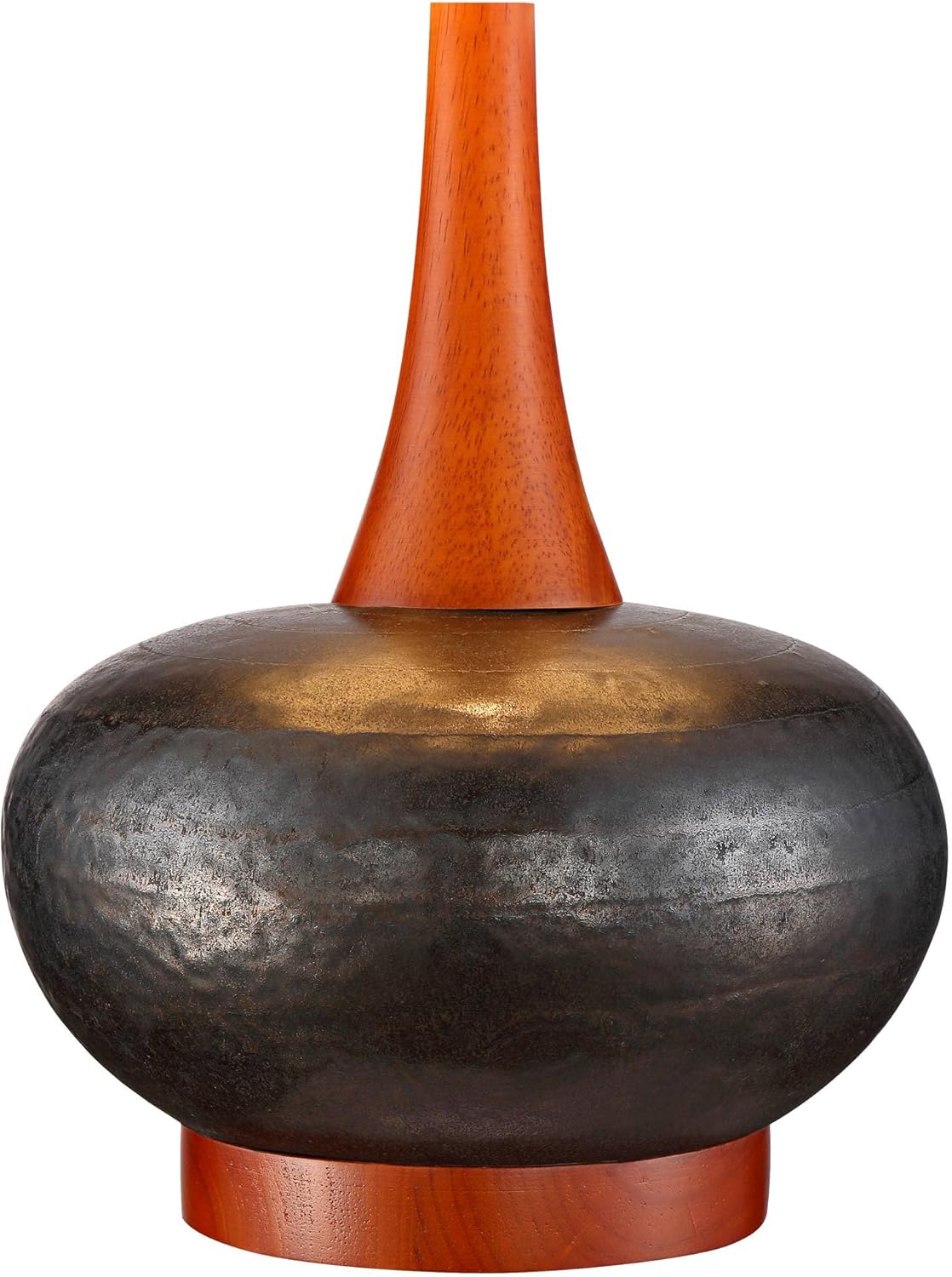 360 Lighting Andi Mid Century Modern Table Lamps 24 1/2" Tall Set of 2 Brown Hammered Ceramic Red Oak Wood Off-White Fabric Shade for Cottage Core Bedroom Living Room Bedside Nightstand House Home
