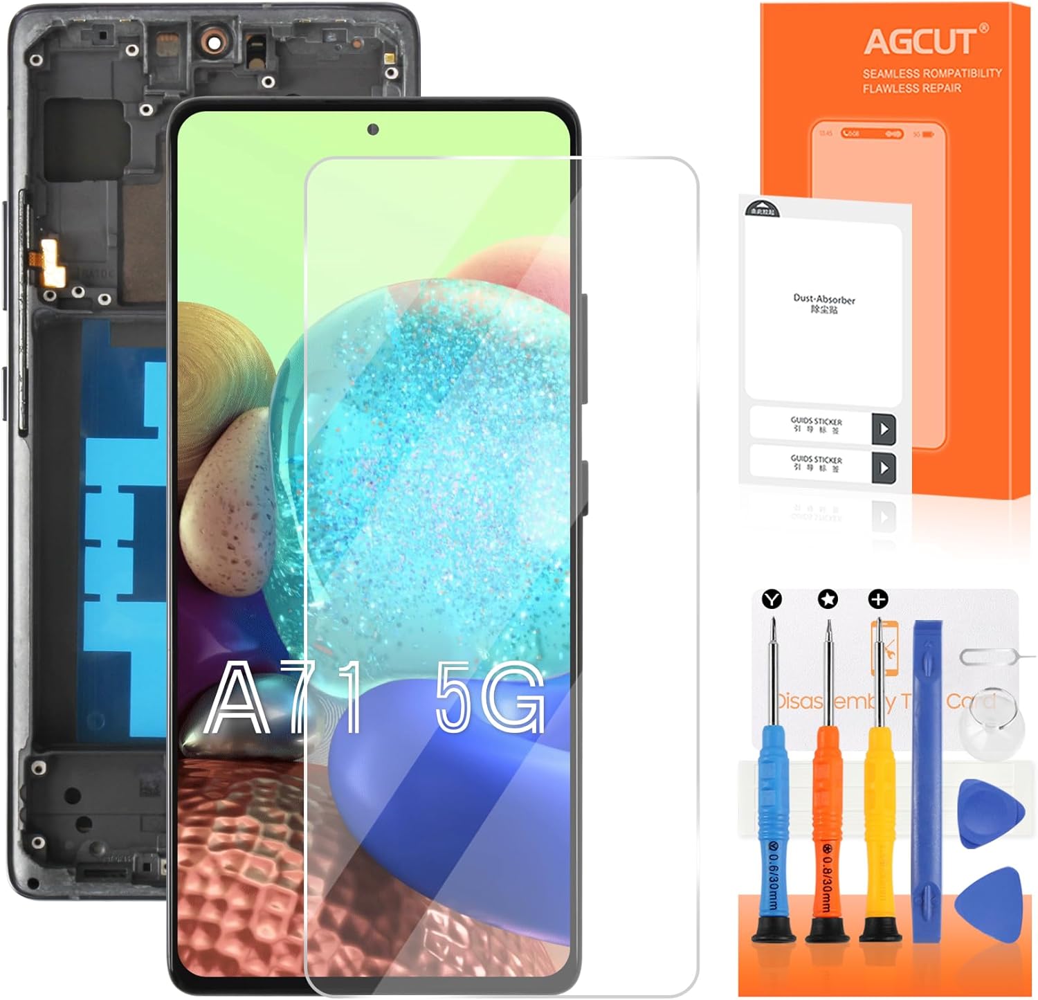 OLED for Samsung Galaxy A71 5G Screen Replacement for Display Samsung A71 5G LCD A716F SM-A716U Screen Digitizer Touch Assembly Repair Parts with Frame (Support Fingerprint)