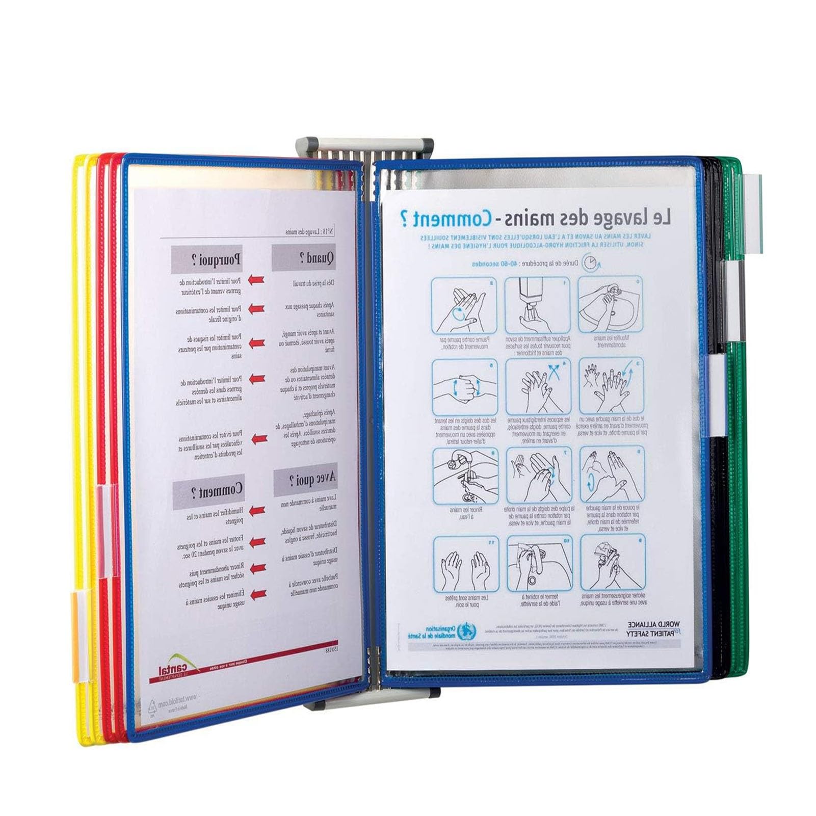 Portadocumentos de pared para A4, Soporte metálico for documentos de escritorio, tamaño carta, con 10 bolsillos, ideal for oficina, almacén o comedor