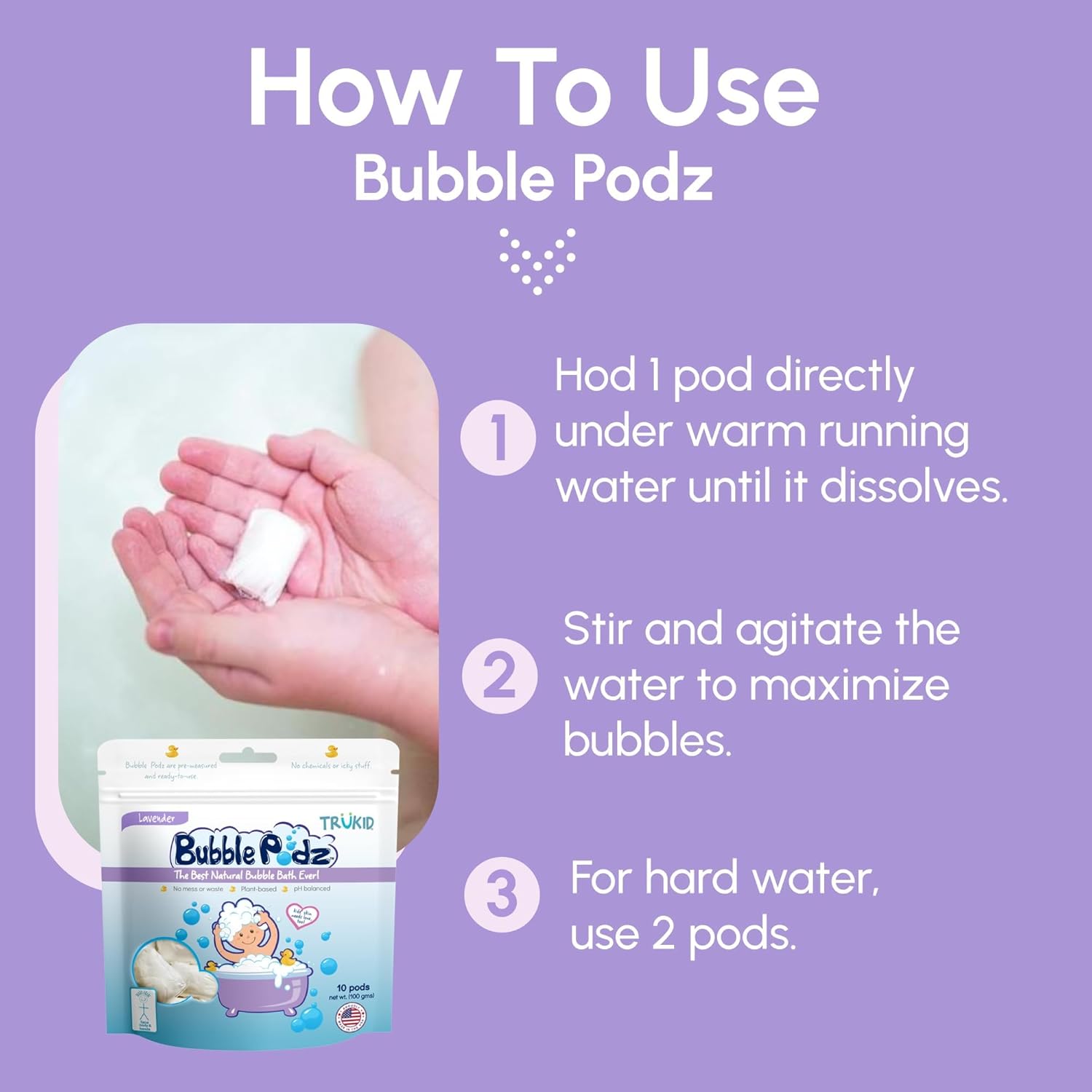 TruKid Lavender Bubble Podz with Baby Skin Cream – Calming Bath and Moisture Bundle for Kids and Toddlers - Image 2