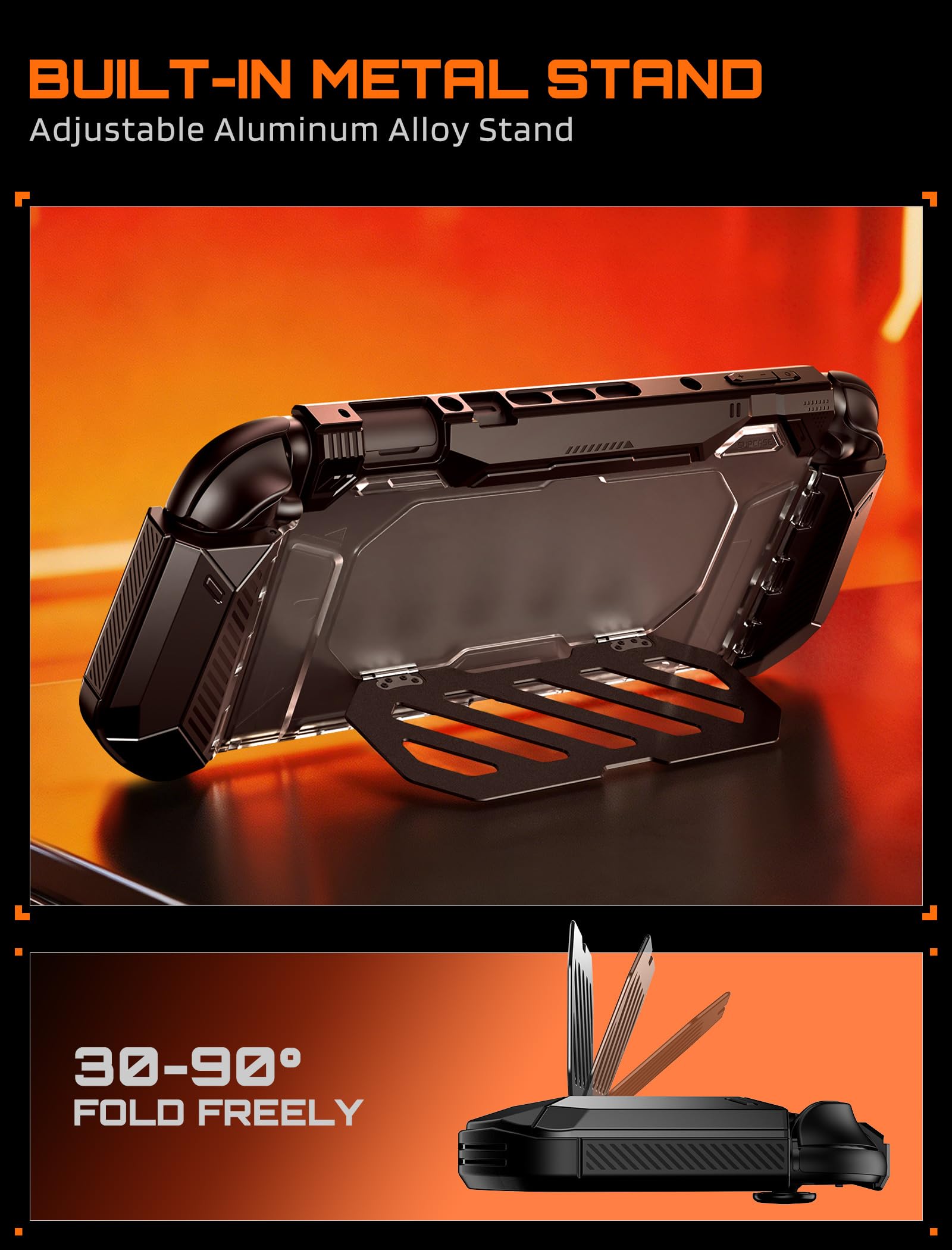 SUPCASE Coque avec Support pour Nintendo Switch 2 (2025), [Support Pliable] [Protection Qualité Militaire] [Joycons à Retrait Rapide] Accessoires Dockable Coque Compatibles avec Switch 2, Noir