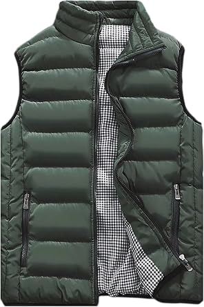 Vcansion Mens Outdoor Casual Stand Collar Vest Padded Jacket Coat Vest