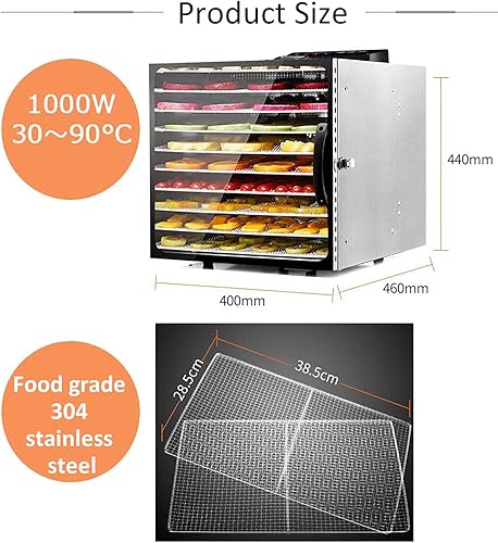 Miniatura 7 de CGOLDENWALL Deshidratador de alimentos digital comercial Secador de frutas de gran capacidad 1000W Secador de alimentos eléctrico con temporizador
