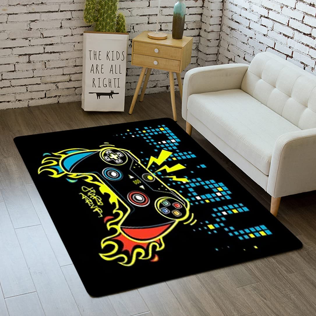 Tapis Pour Chambres Gamer Galaxie Adolescent Garçon Fille Enfants Anime Gaming Ciel Étoilé Tapis De Lit Chambre Salon Décorations Sol Tapis D'intérieur Antidérapants Lavables (Noir,100x150 cm)