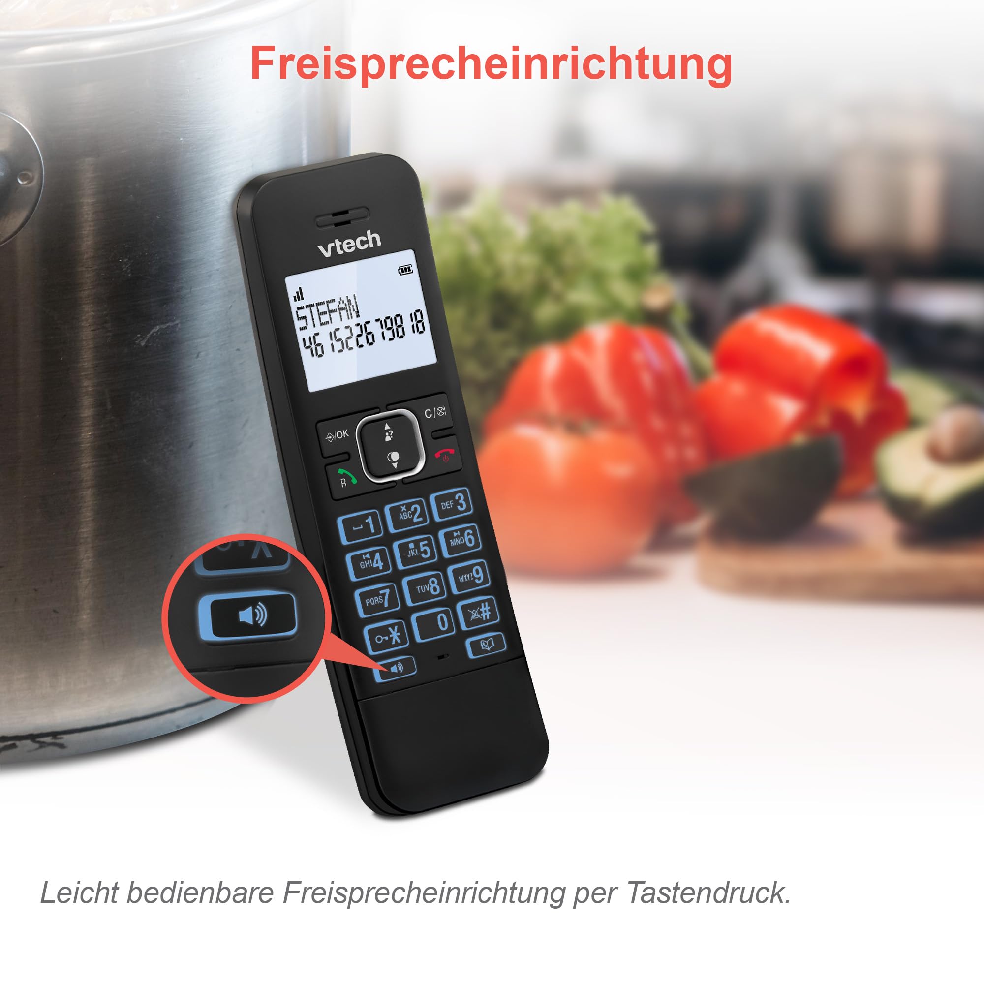 VTech LS1050 DECT - Telefono cordless con segreteria telefonica, stazione di ricarica innovativa, blocco chiamata, funzione di chiamata/click, vivavoce, display retroilluminato