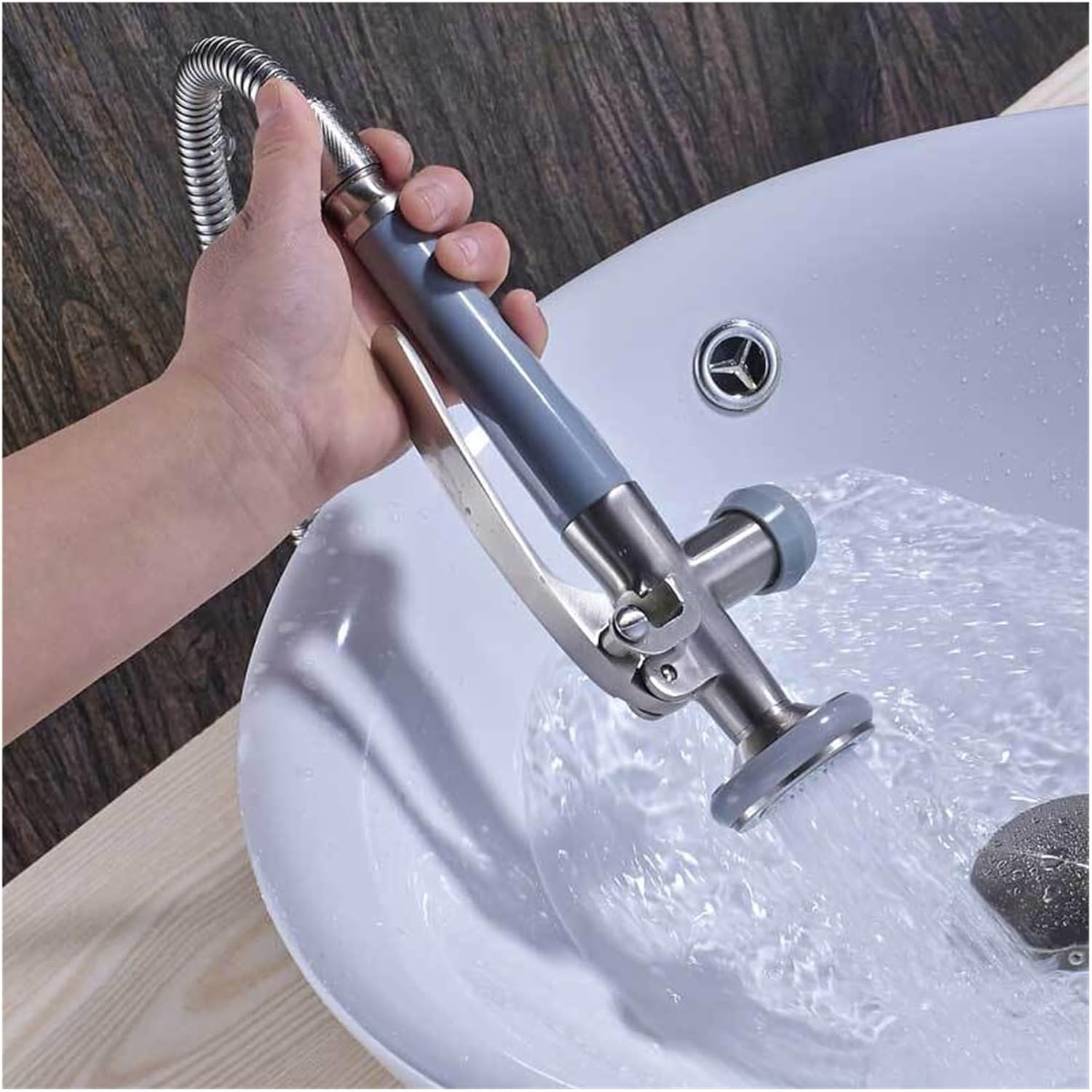 Black Kitchen Shower Head Pull-Out Spray Head Replacement Head for Kitchen Faucet with Lock Handsfree (Color : Brushed Nickel)