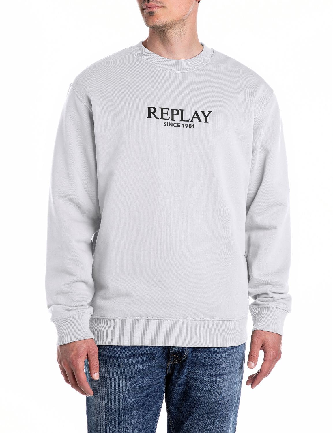 Replay Men's M3076 Sweatshirt, 011 Natural White, XL