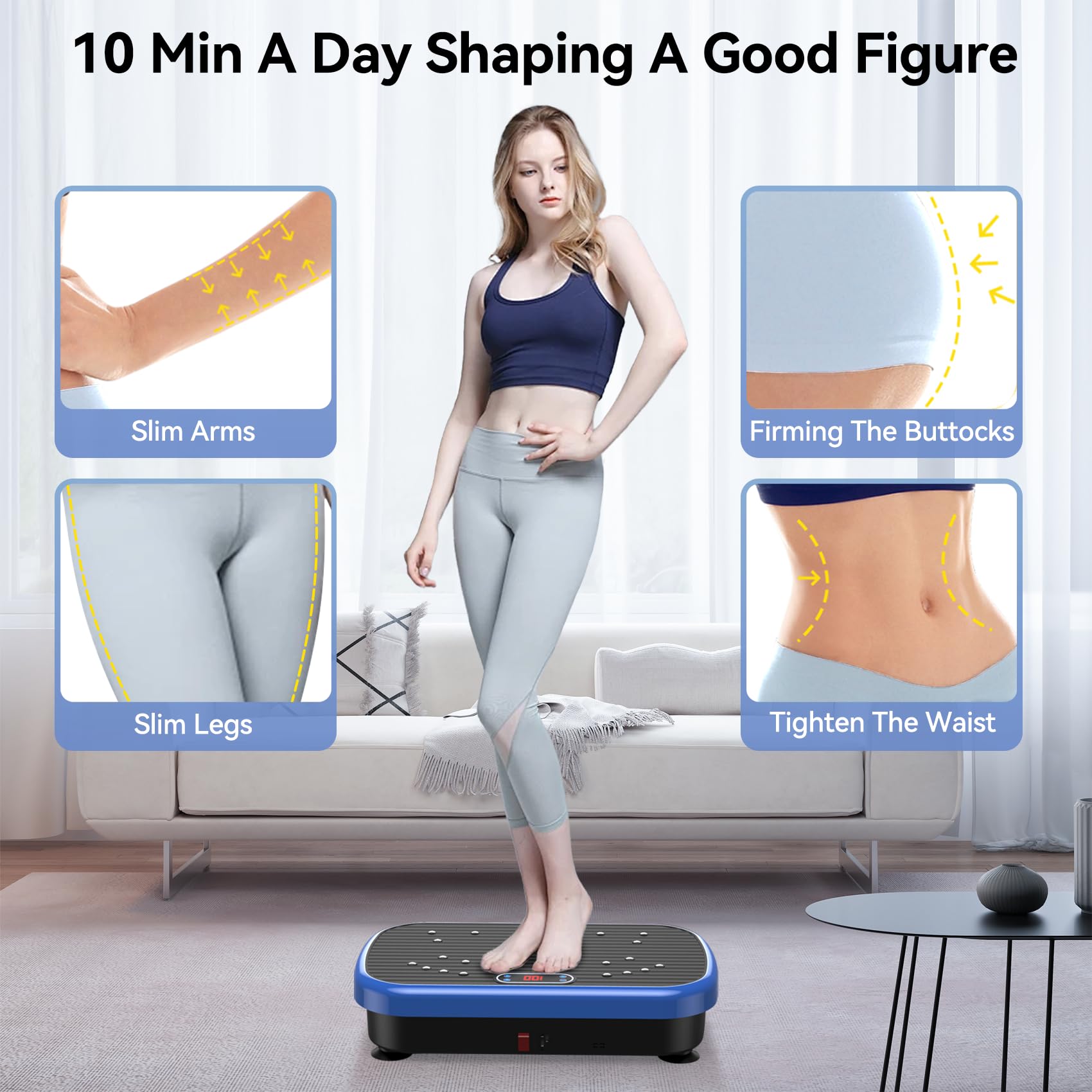 PUREROYI Vibration Plate Exercise Machine Weight Loss, Whole Body Vibration Plate for Lymphatic Drainage, 180 Adjustable Speeds Vibrating Plate 330 Lbs Capacity Fitness Platform for Women Men