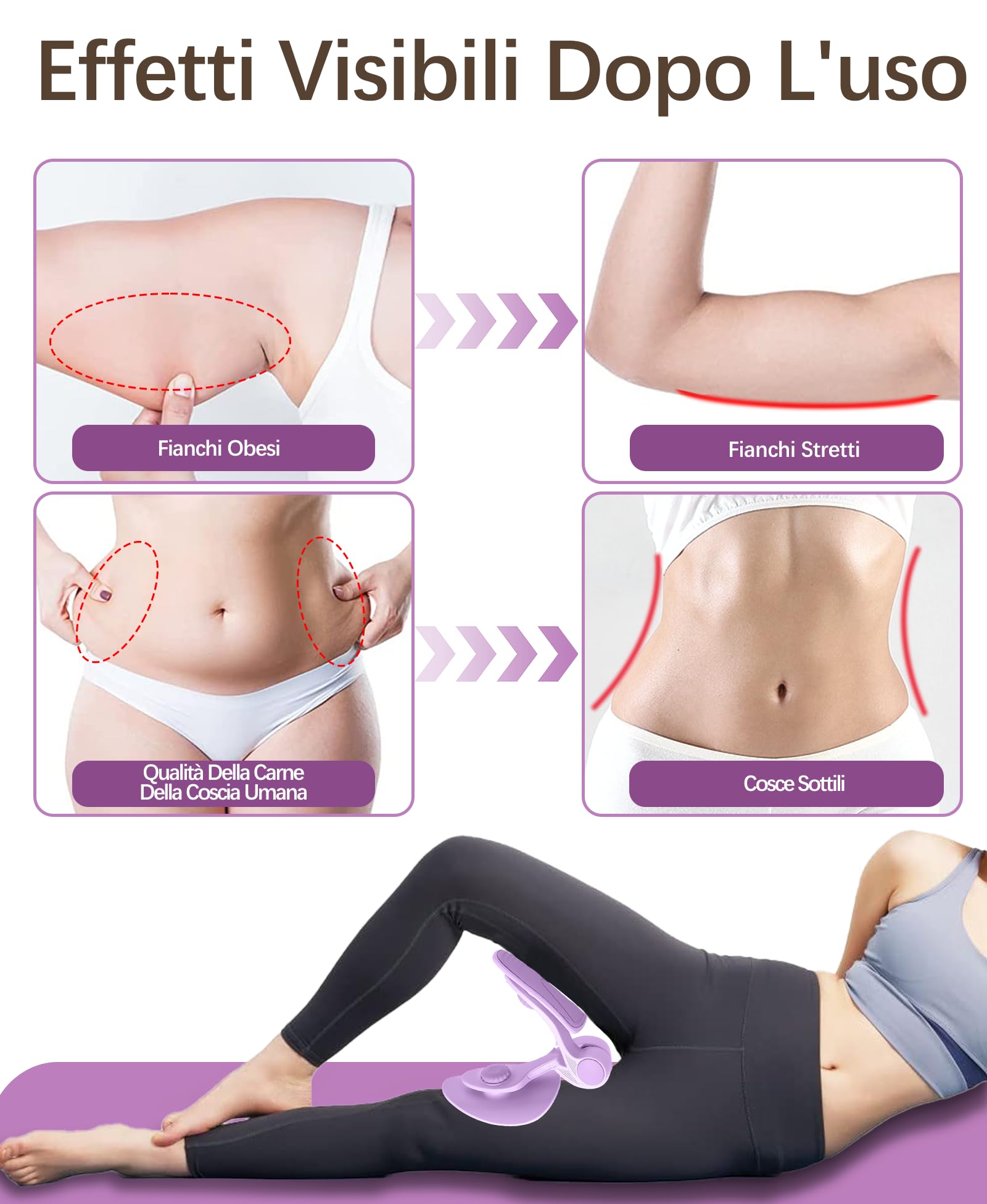 Attrezzo Interno Coscia 16KG Attrezzi Esercizi Pavimento Pelvico Muscoli Palestra in Casa Fitness Attrezzi Casa Pilates Allenamento a Casa per Addominali Glutei Arm Blaster (Violet)