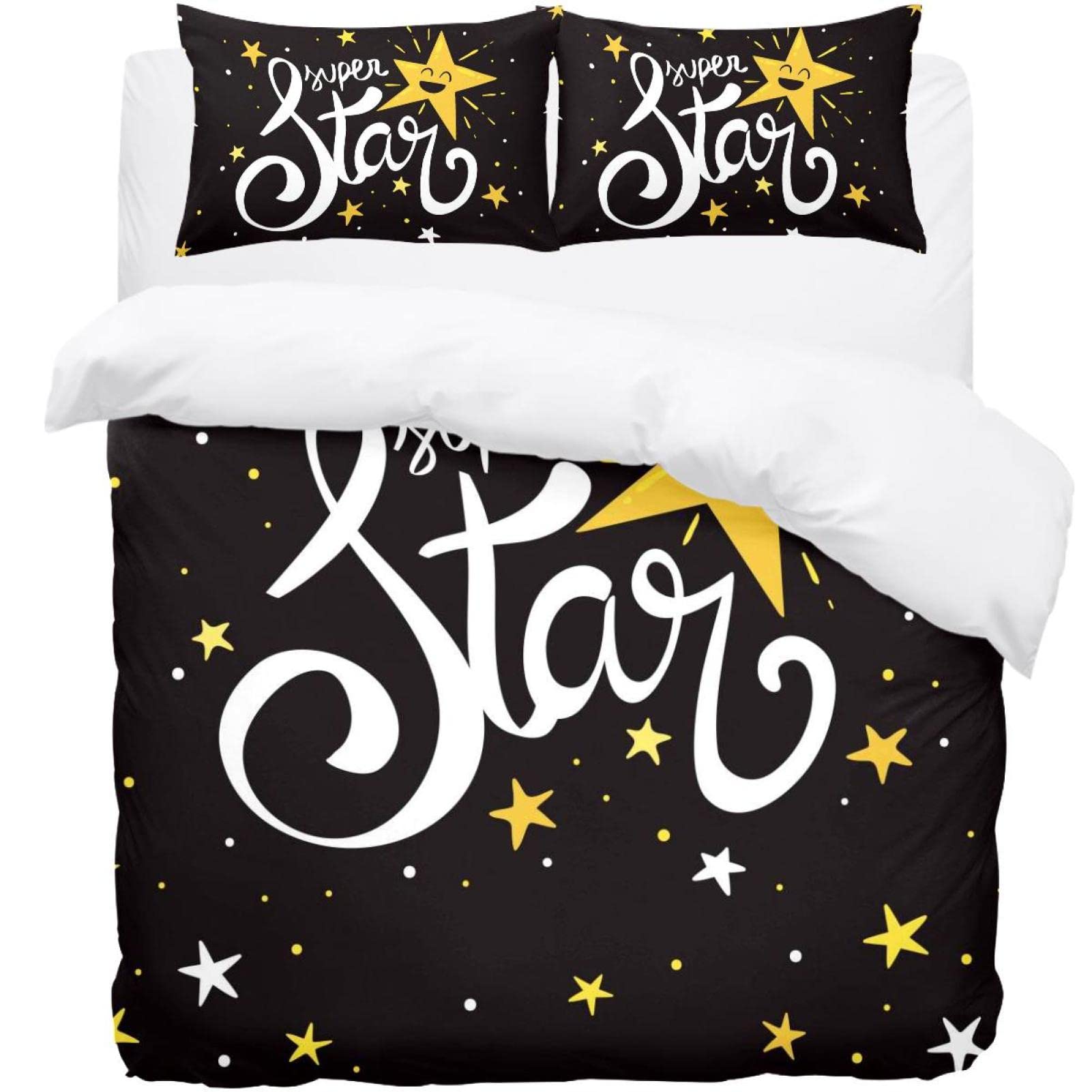 Parure de lit Creative Dark Star housse de couette 2 personnes et taies d'oreiller graphiques