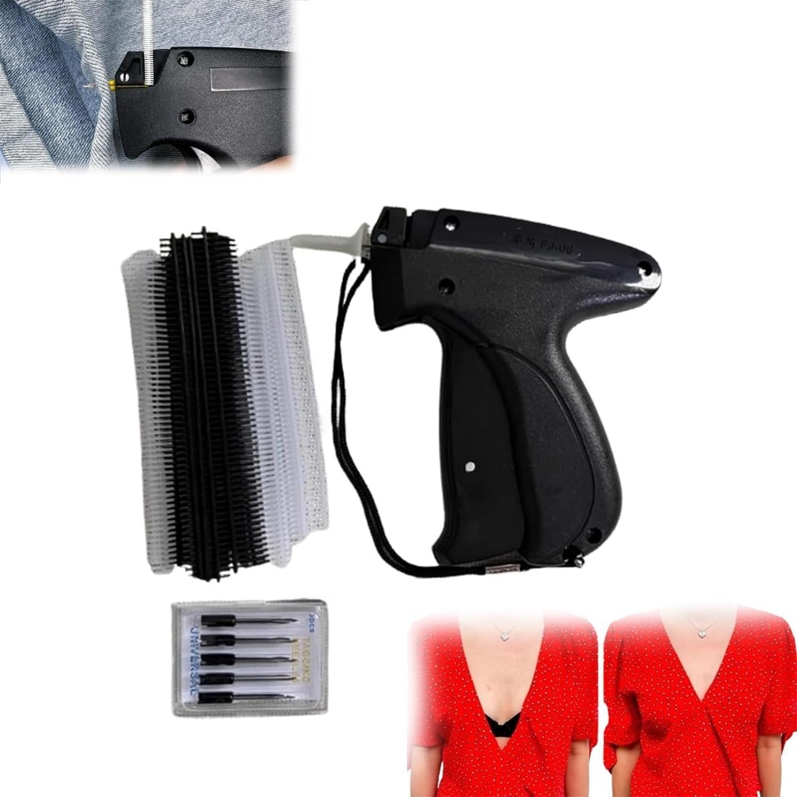 Stitchy Schnelles Fixiergerät für Kleidung, Handnähmaschine Stitchy Quick Clothing Fixer, Stitchy Pistole Quilt Tackerpistole, Mikro Stichpistole, Mikro Tagging-Stichwerkzeug für Kleidung (Schwarz)
