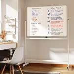 Neatsure Grand Tableau Blanc Mobile sur Roues, 48 po x 36 po Tableau Blanc Mobile Double Face avec Support, 4' x 3' Tableau Effaçable Magnétique Debout Easel pour Bureau à Domicile Salle de Classe École, Argent