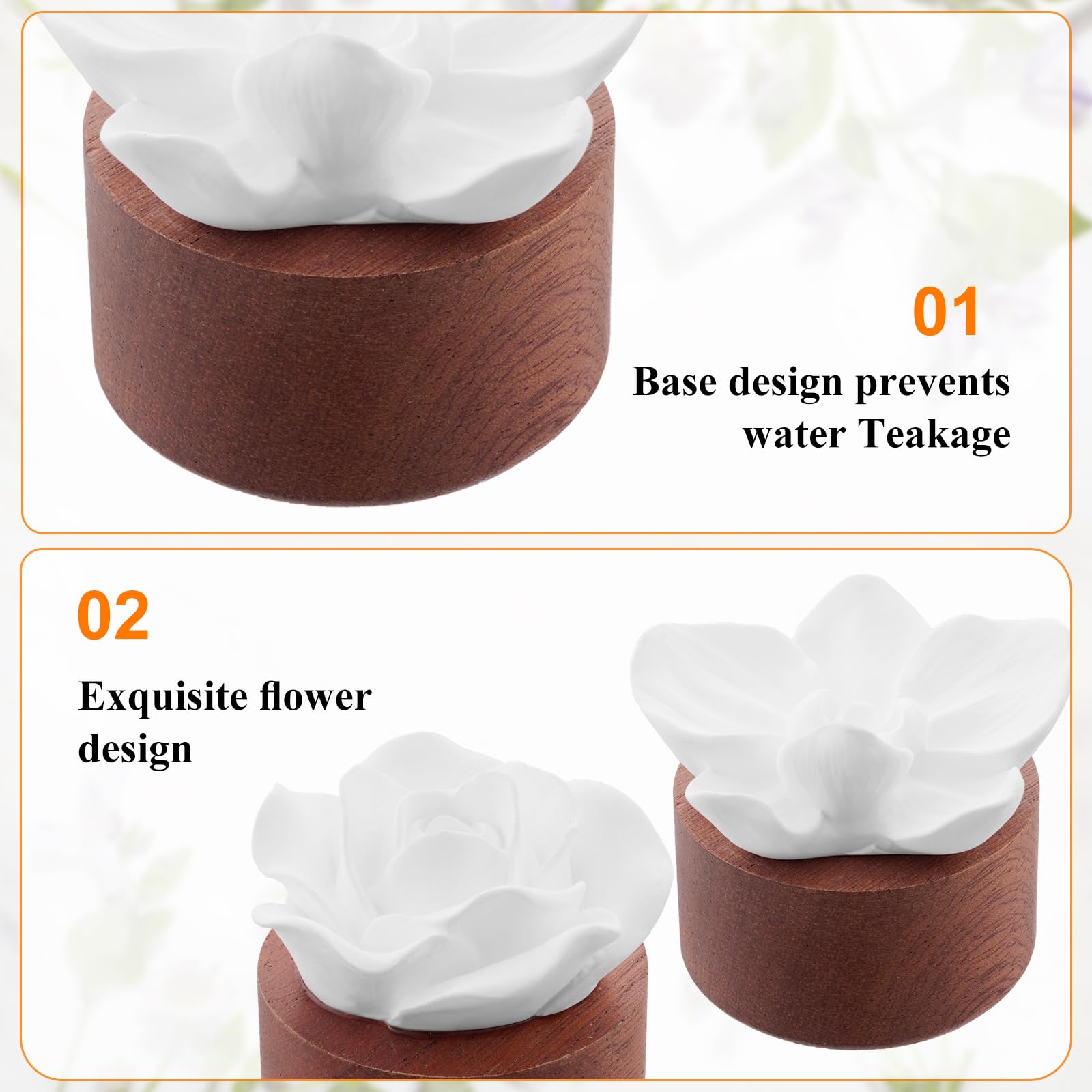 Evaporador pasivo de 4 piezas con forma de flor con base de madera