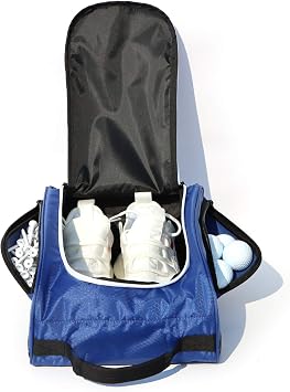 Golf Shoe Bag for Men and Women, Outdoor Zippered Carrier Shoe Bags with Ventilation and 3 External Pockets for golf accessories, Great Golf Gift for Men or WomenBlue