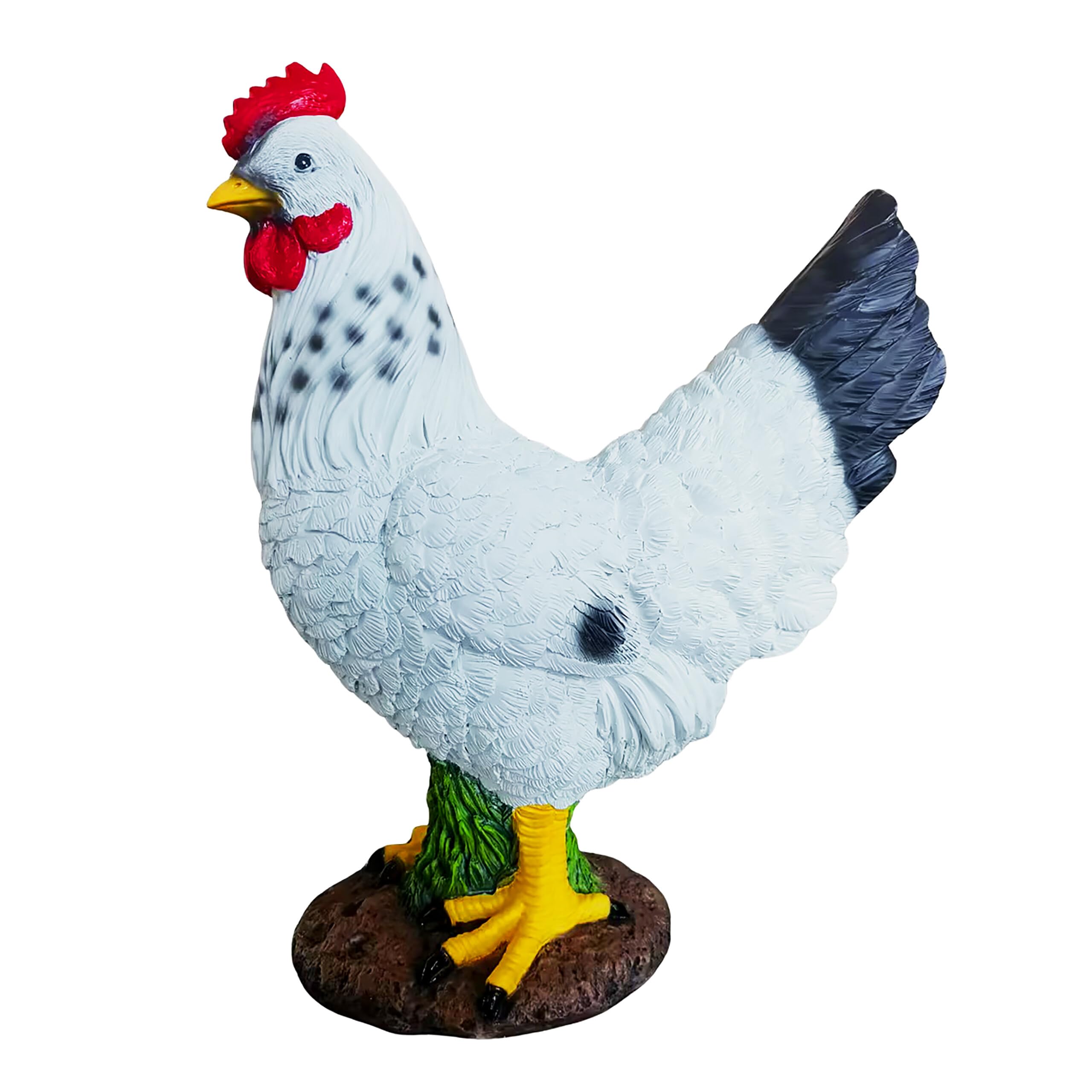 Gallo de jardín realista de 32,5 cm en poliresina resistente al sol
