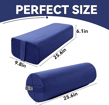 MABOZOO Yoga Bolster Set, Velvet Cover High Density Foam Pillows for Restorative Yoga and Meditation, Rectangular and Cylinder Bolster Pillow Meditation Cushion Pillow For Women Leg