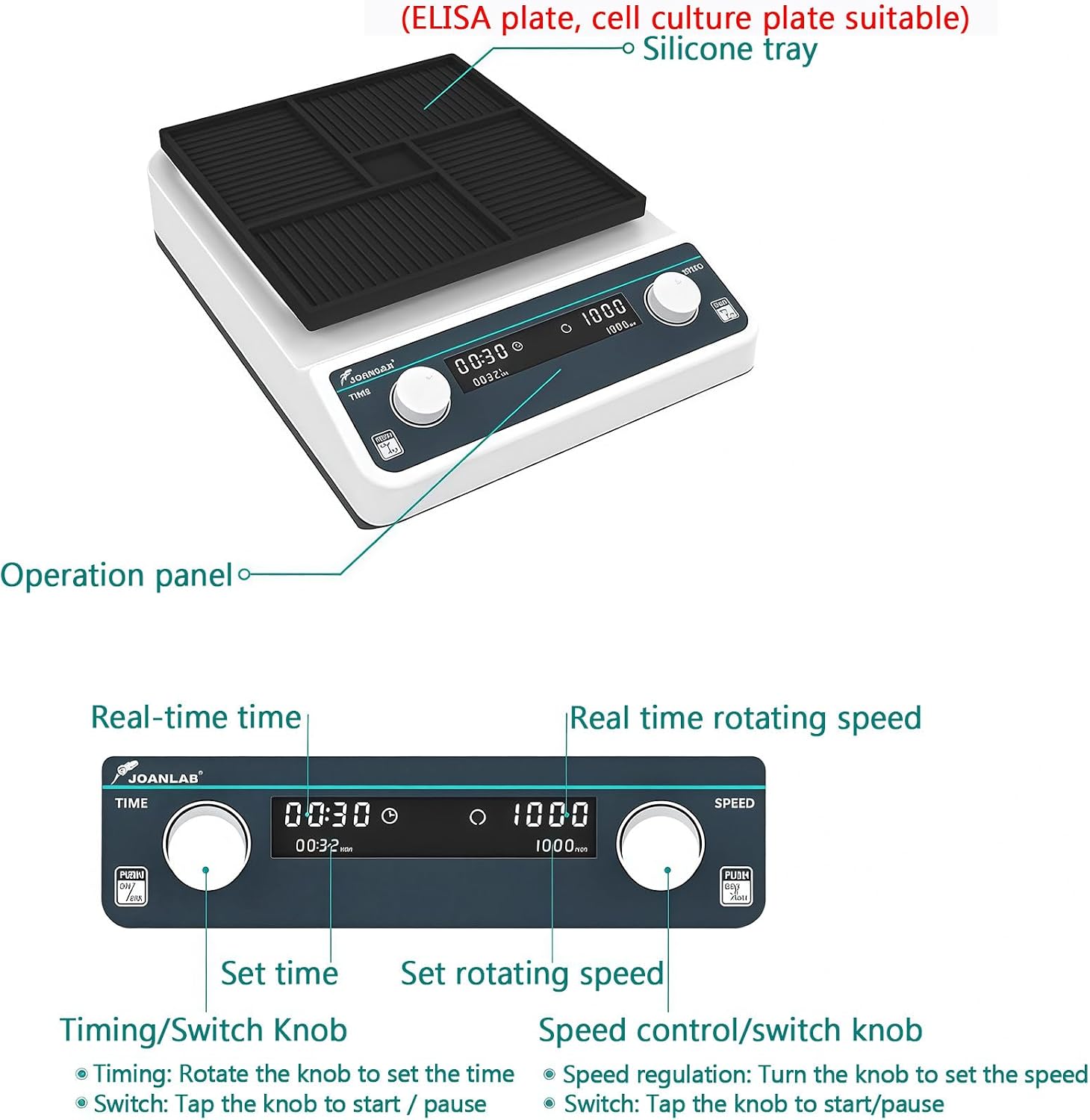 BANGBANGJI Lab Digital Orbital Shaker Mixer, Orbital Shaker, Table Adjustable Speed 500-1200RPM, with Timer & Continuous Mode, for Laboratory, University