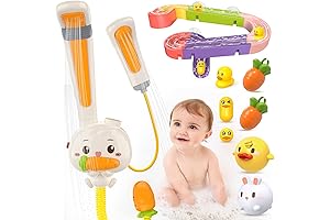 Electric Bathtub with Rabbit Shower Head and Water Slide Track for Toddlers