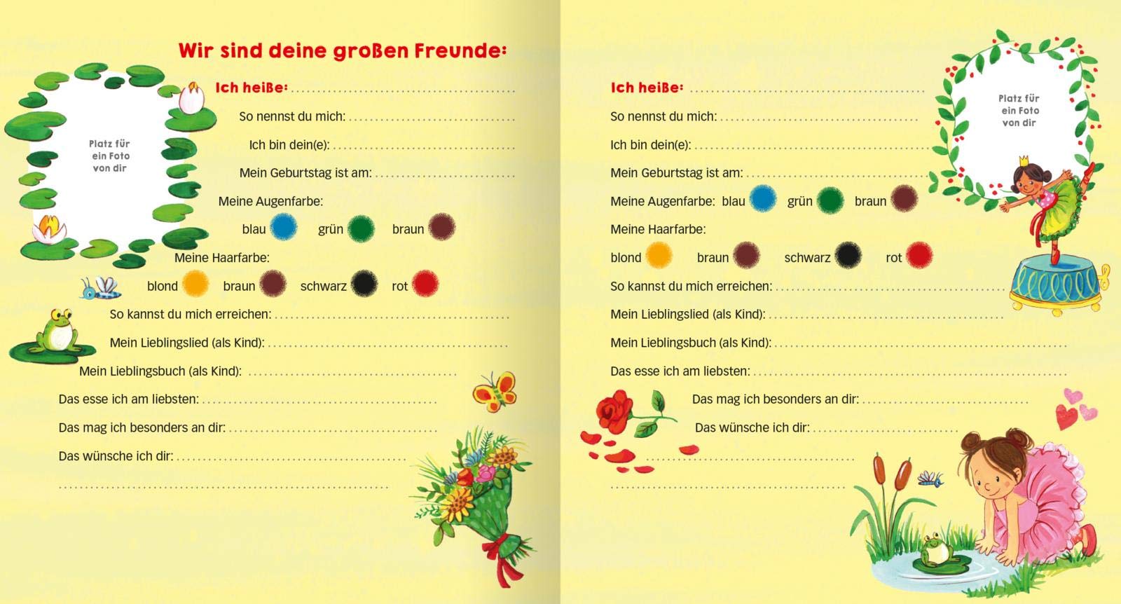 Meine Kindergarten-Freunde (Ballett): Freundebuch für Mädchen und Jungen ab 3 Jahren