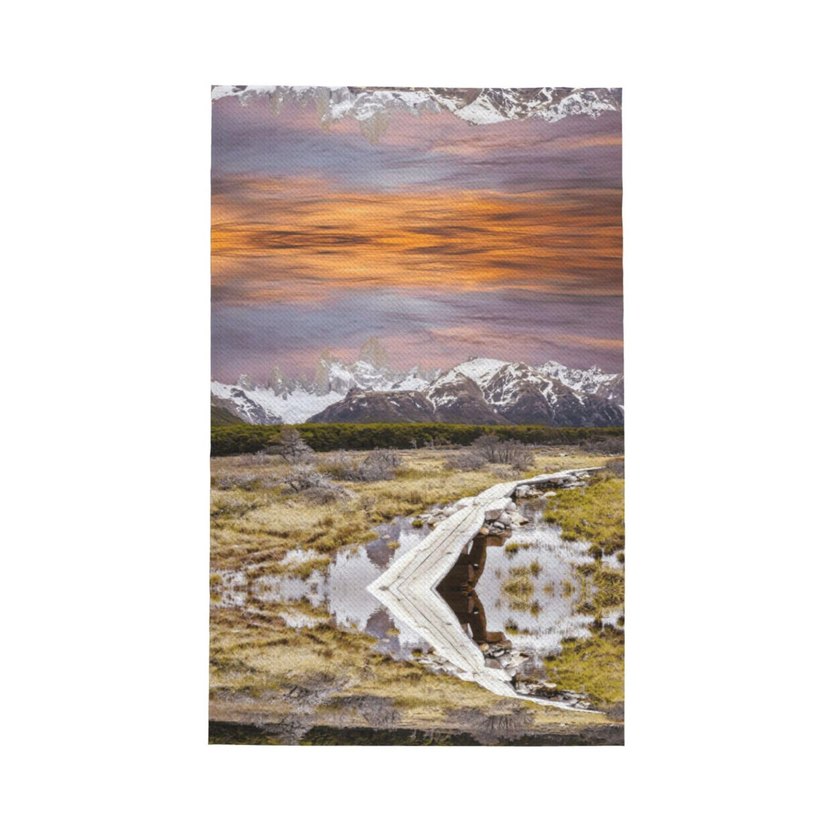 XXahnbm Picturesque Mountain Print Waffle Kitchen Towel,Absorbent Hand Towel