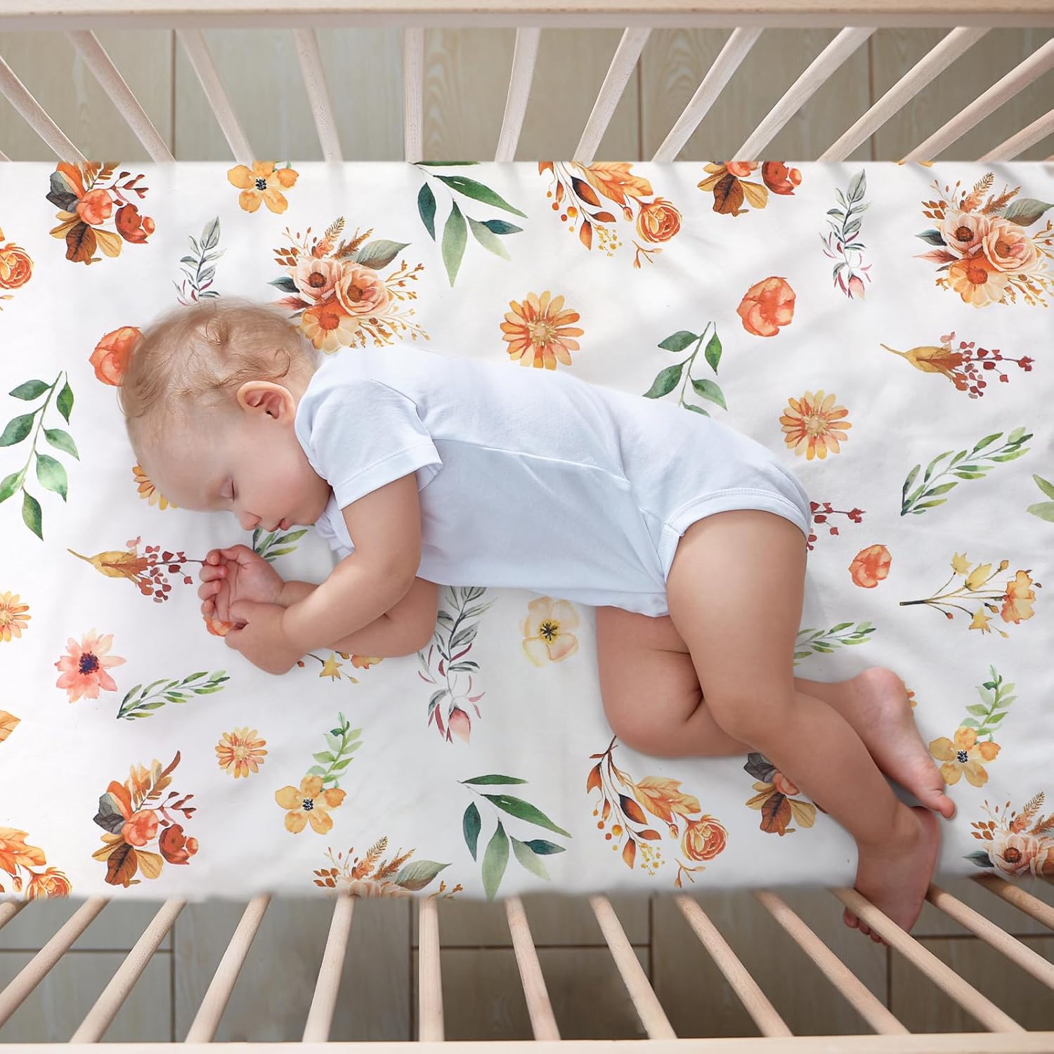 Ganeen 3 Pieces Highland Cow Crib Bedding Set for Girls Boys Highland Cow Floral Boho Retro Baby Bedding Sets Standard Size Neutral Baby Bedding Sets