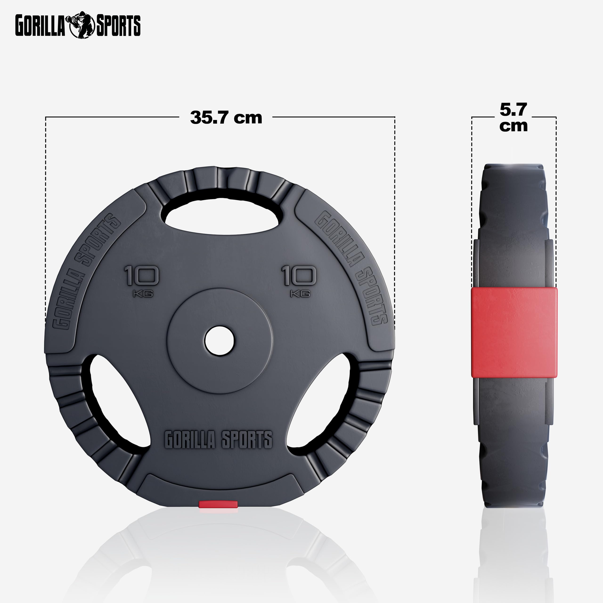 Gorilla Sports® Set Bilanciere e Manubri - 60kg, 100kg o 130kg, Ø 30mm, Barra 170cm, con Chiusure, Antiscivolo, Dischi in Plastica - Pesi Palestra, Piastre di Peso, Allenamento, Sollevamento, Fitness