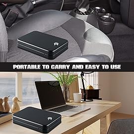 Dalmbox Car Gun Safe for Pistols Small Handgun Lock Box with Key Lock Portable Travel Pistol Safe for Car, Home, Travel (9.4 X 6.4 X 1.8)